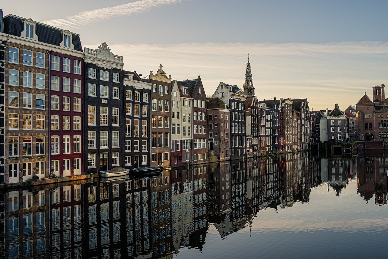 amsterdam, channels, houses, netherlands, reflection, city, holland